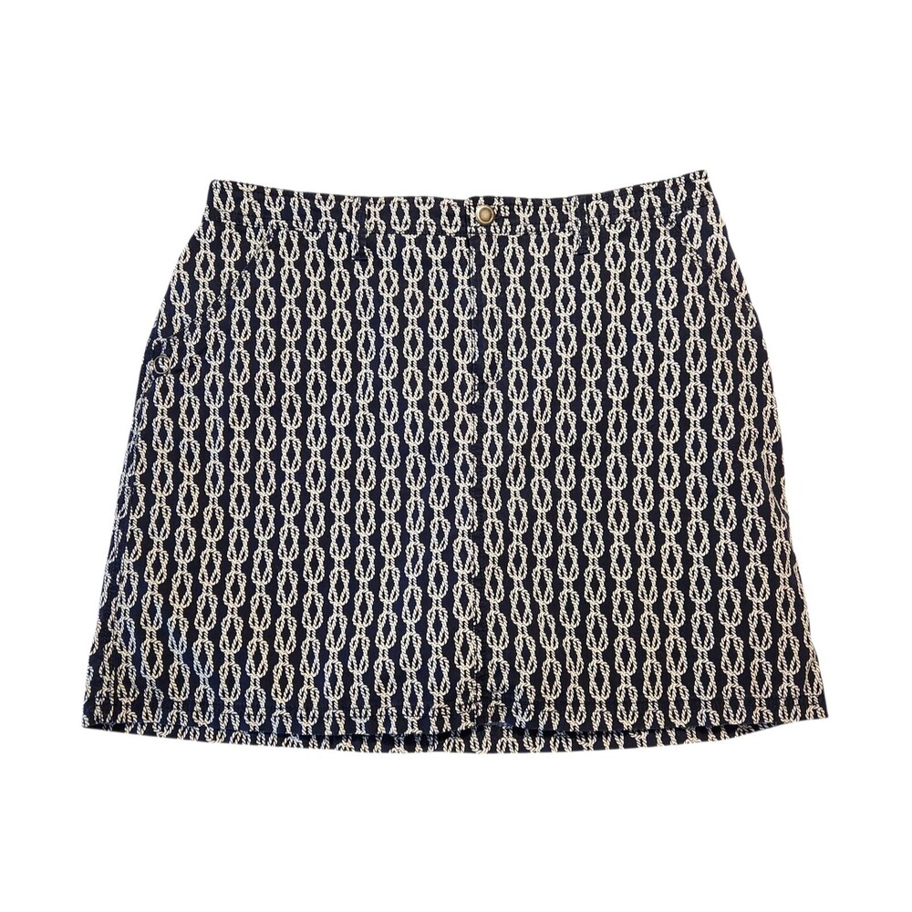 Croft & Barrow Skort Navy White Rope Print Pockets Stretch Classic Fit Womens M